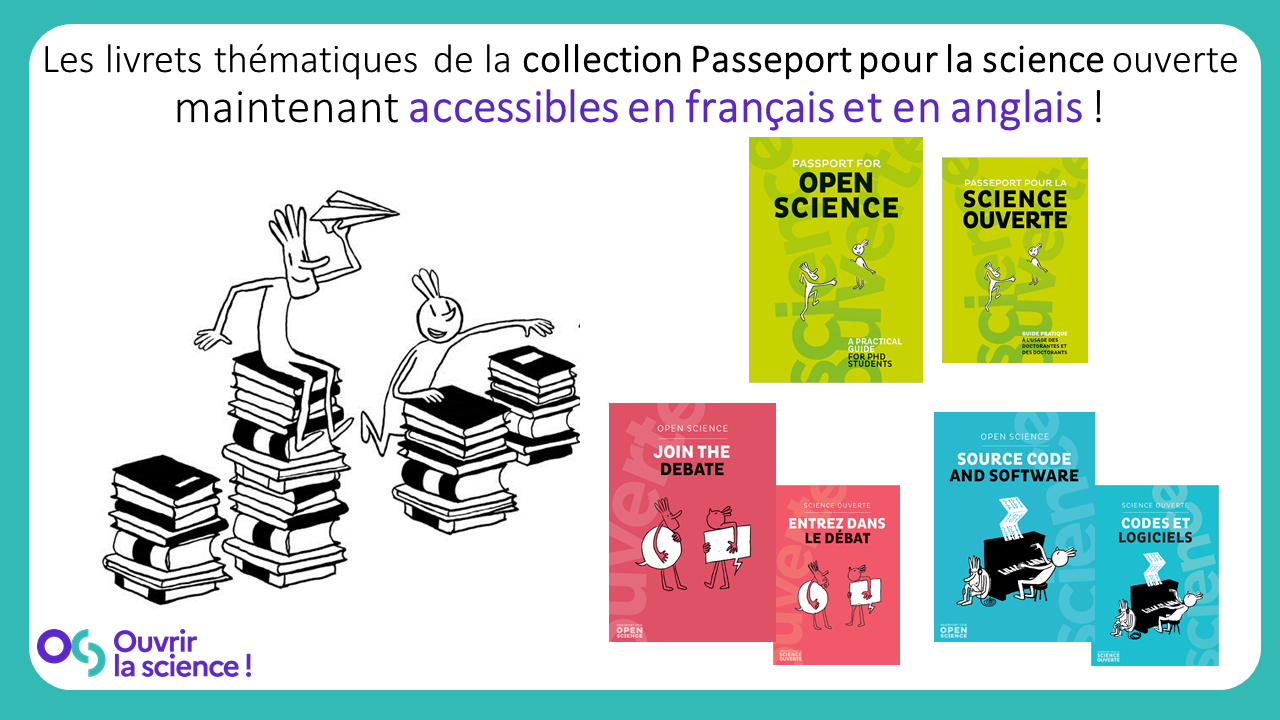illustration Les livrets thématiques Codes et logiciels et Entrez dans le débat de la collection Passeport pour la science ouverte sont disponibles en anglais